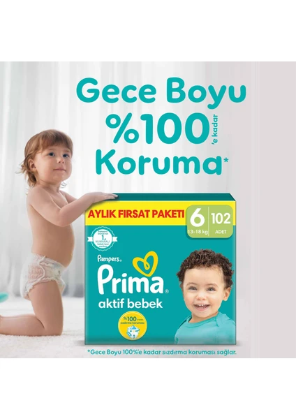 Aktif Bebek, Bebek Bezi 6 Numara, 102 adet